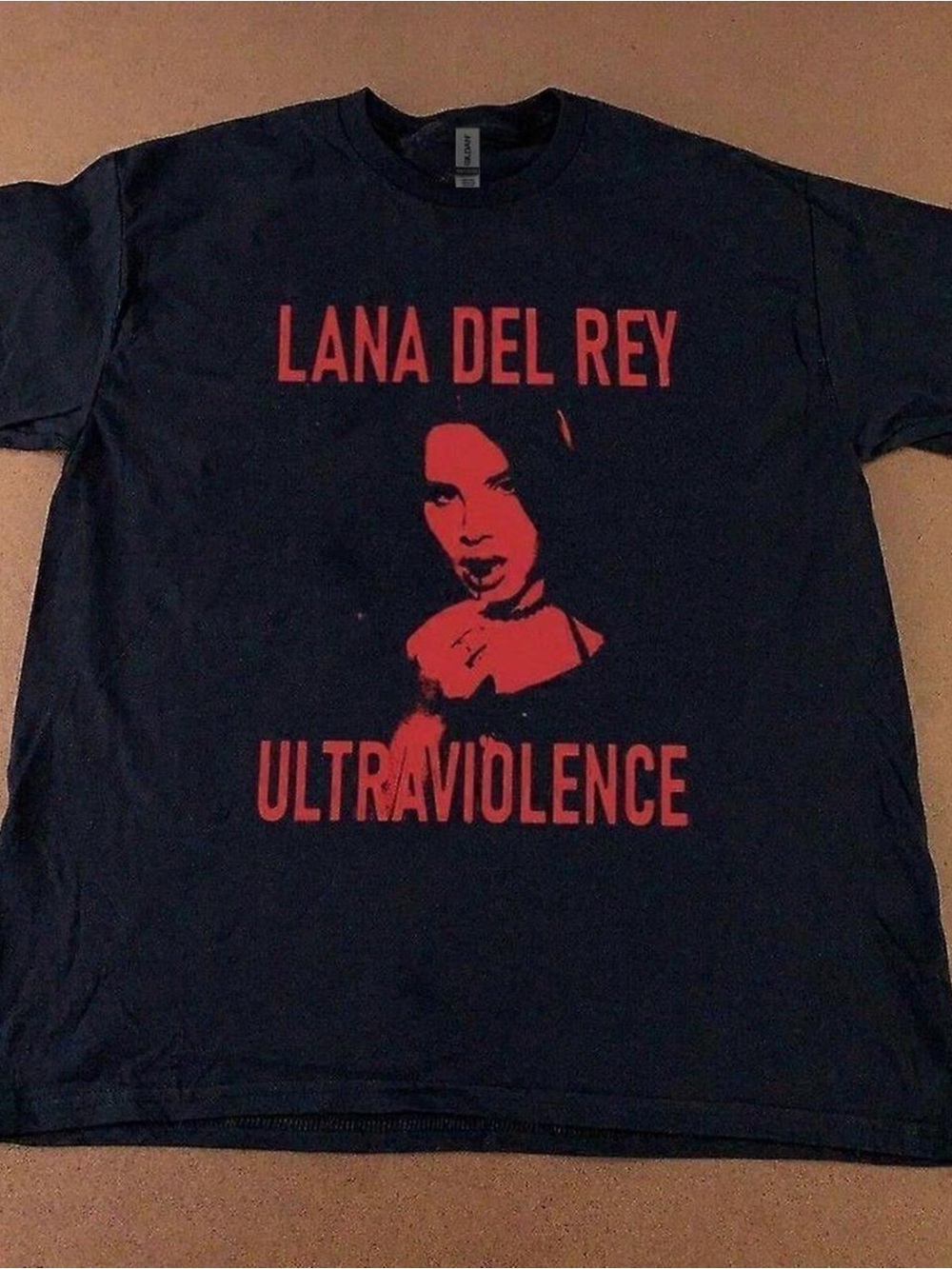 Gildan Black Tee with Red Lana Del Rey Ultraviolet Print